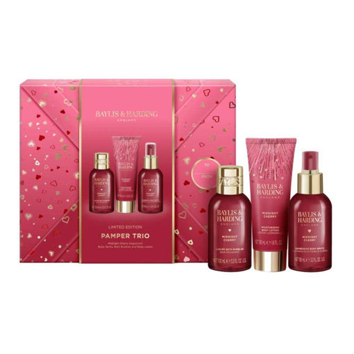 Picture of BAYLIS & HARDING MIDNIGHT CHERRY PAMPER TRIO GIFT SET